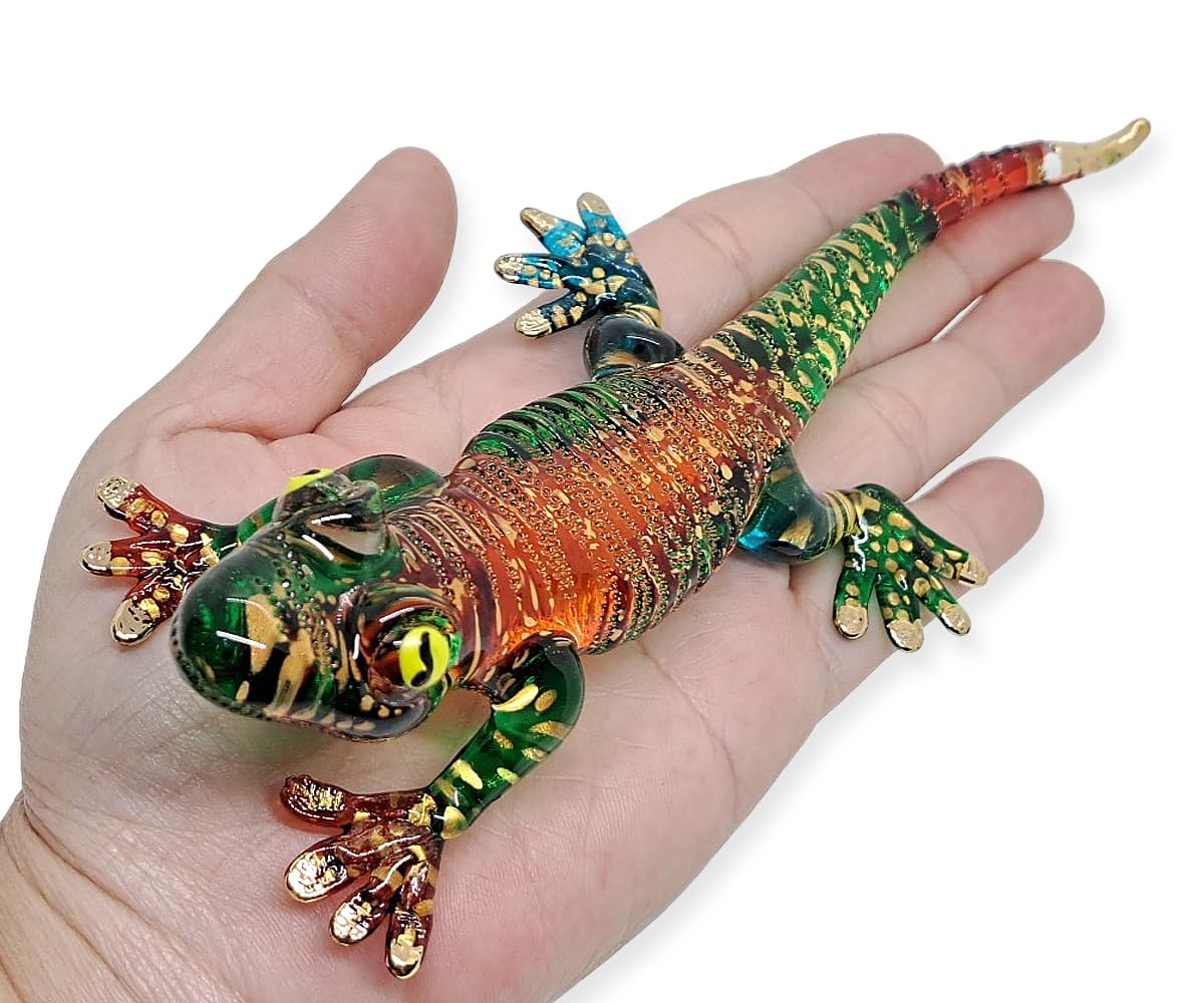 WitnyStore Estatueta de lagartixa dourada multicolorida de 17,78